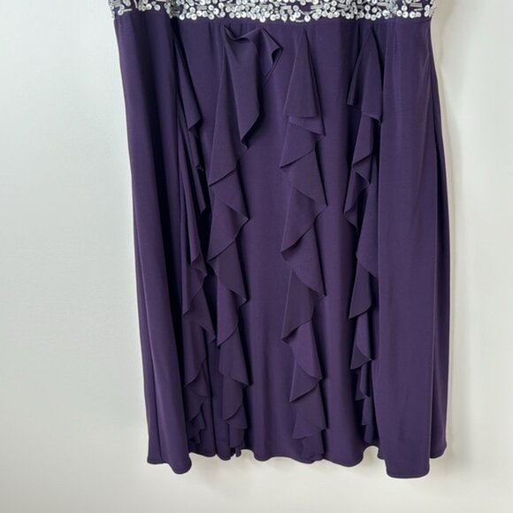 Dressbarn Collection Women Purple Sequin Flowy Cocktail Party Dress Plus Size 16 - Picture 3 of 16